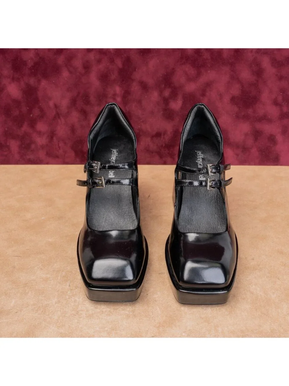 Jeffrey Campbell Mary Jane Platform Shoes Womens 7 Black Patent Chunky